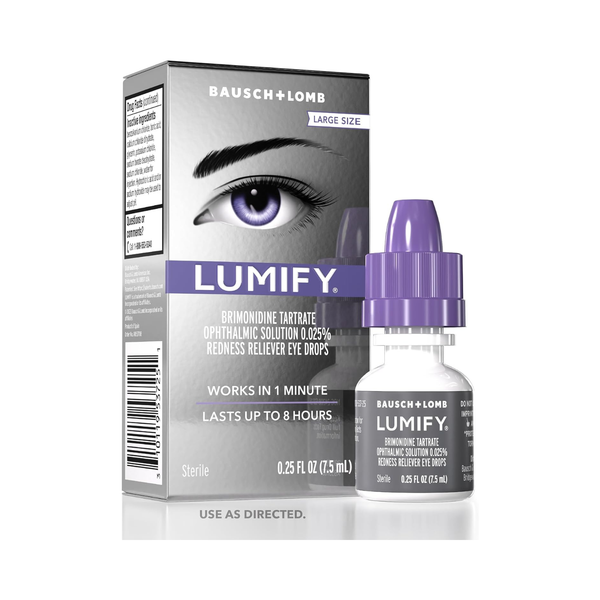 LUMIFY Gotas para ojos rojos, alivio del enrojecimiento para ojos de aspecto más brillante, funciona en 1 minuto y dura hasta 8 horas, gotas para los ojos, 0.25 onzas líquidas (0.3 fl oz)