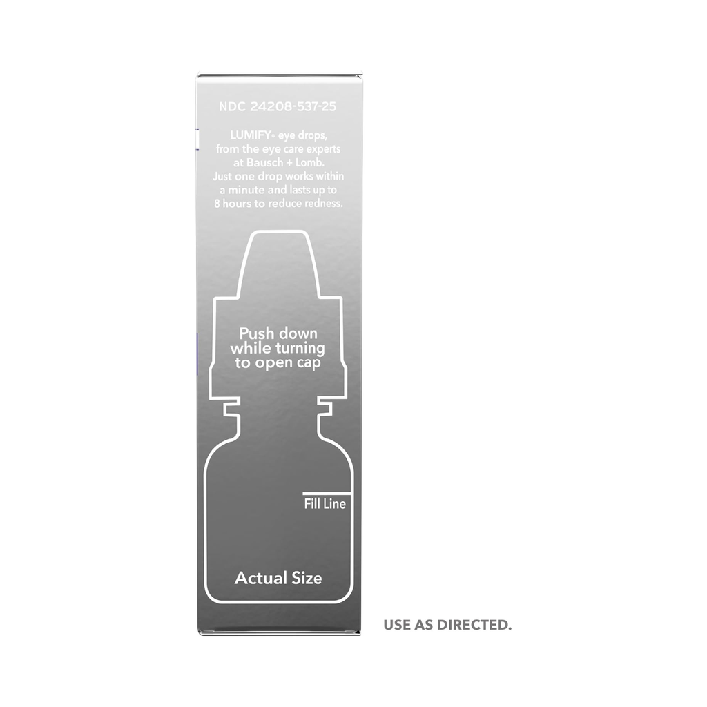LUMIFY Gotas para ojos rojos, alivio del enrojecimiento para ojos de aspecto más brillante, funciona en 1 minuto y dura hasta 8 horas, gotas para los ojos, 0.25 onzas líquidas (0.3 fl oz)