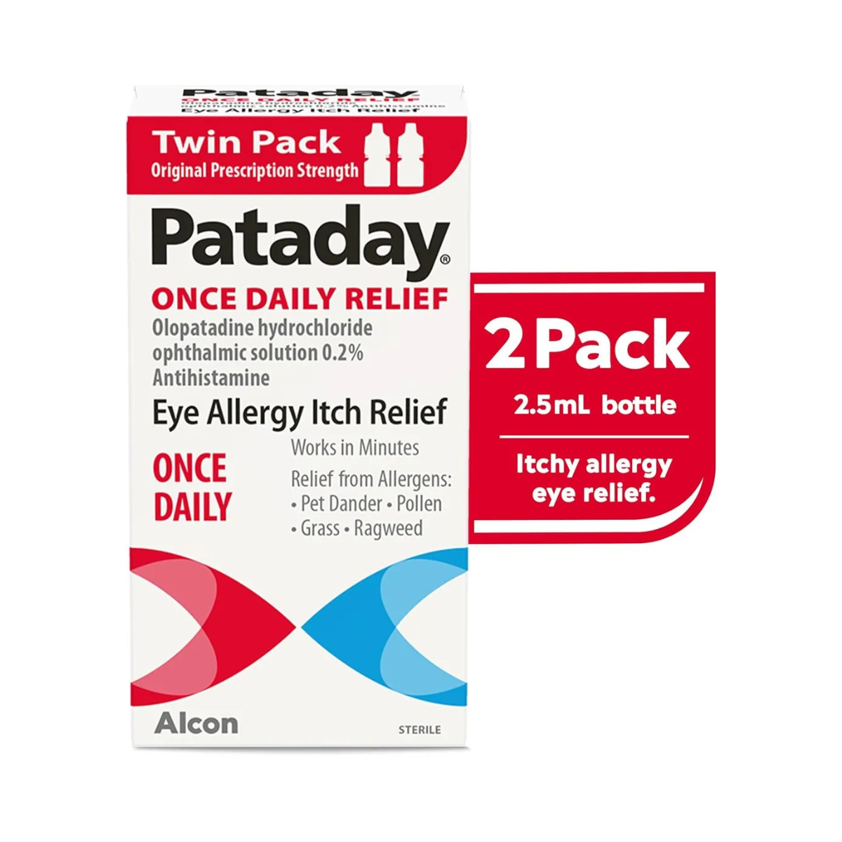 Twin Pack Pataday Gotas Oftálmicasalergia Ocular 2.5ml Rojas