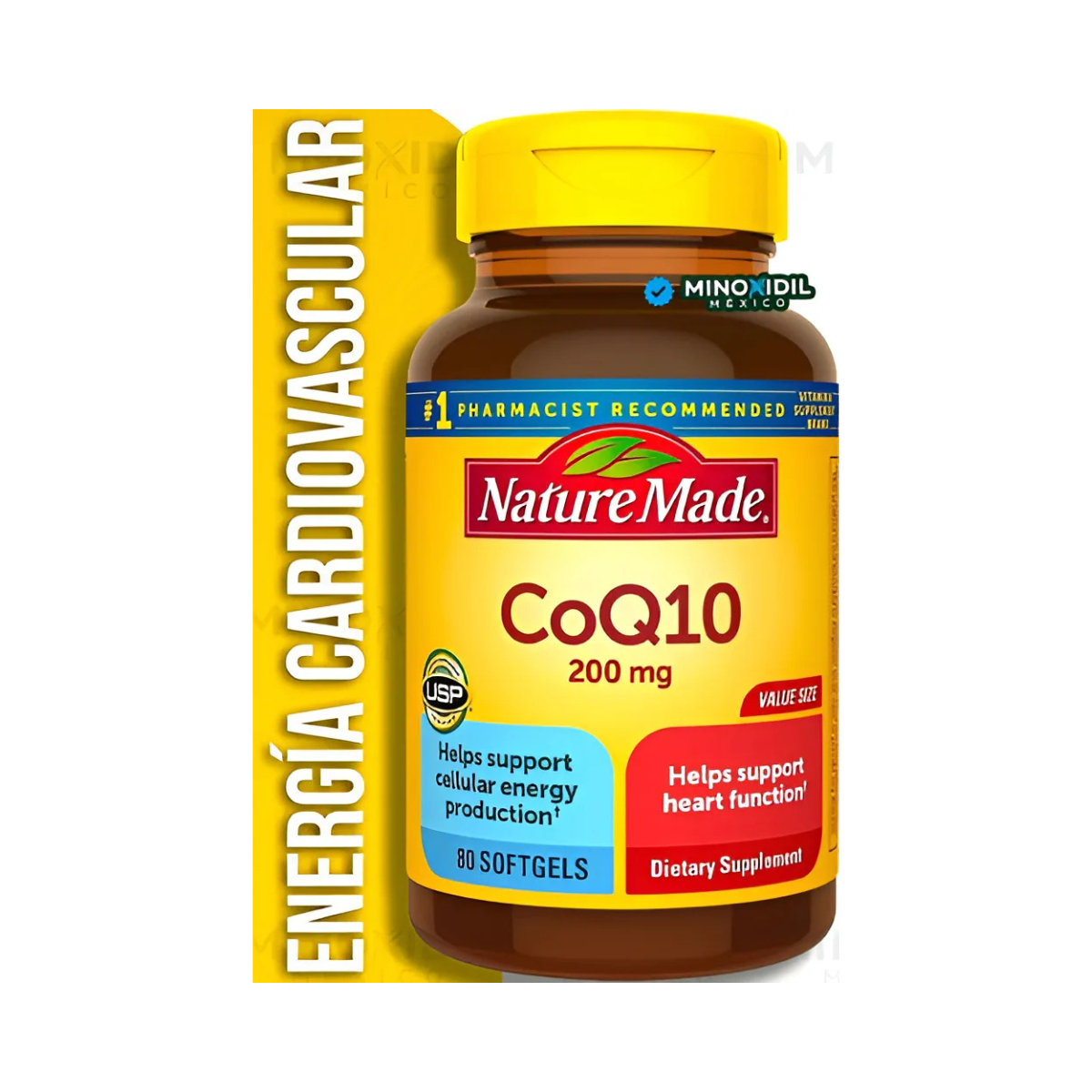 Nature Made Coq10 200 Mg Energía Celular 80 Softgels Sabor Sin Sabor