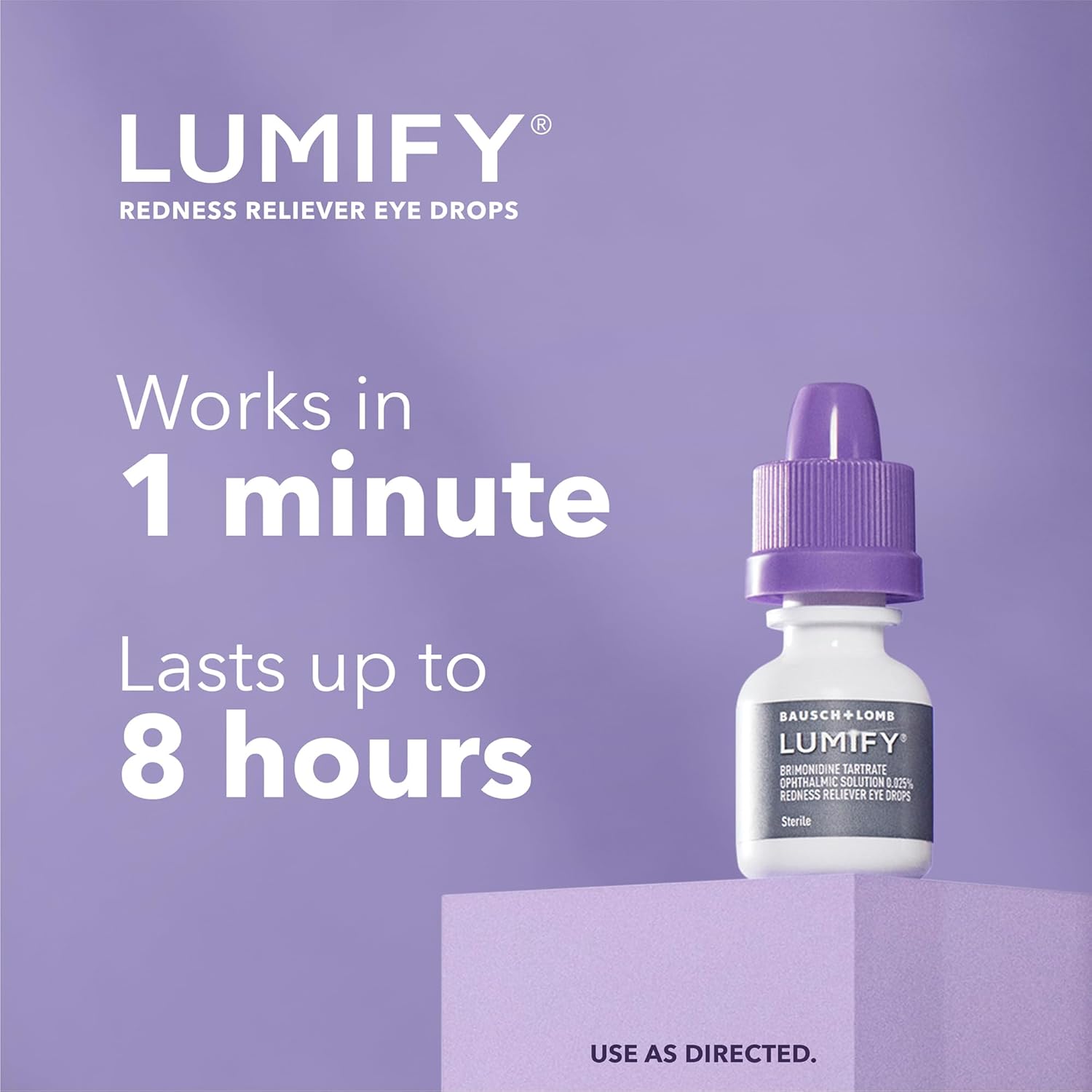 LUMIFY Gotas para ojos rojos, alivio del enrojecimiento para ojos de aspecto más brillante, funciona en 1 minuto y dura hasta 8 horas, gotas para los ojos, 0.25 onzas líquidas (0.3 fl oz)