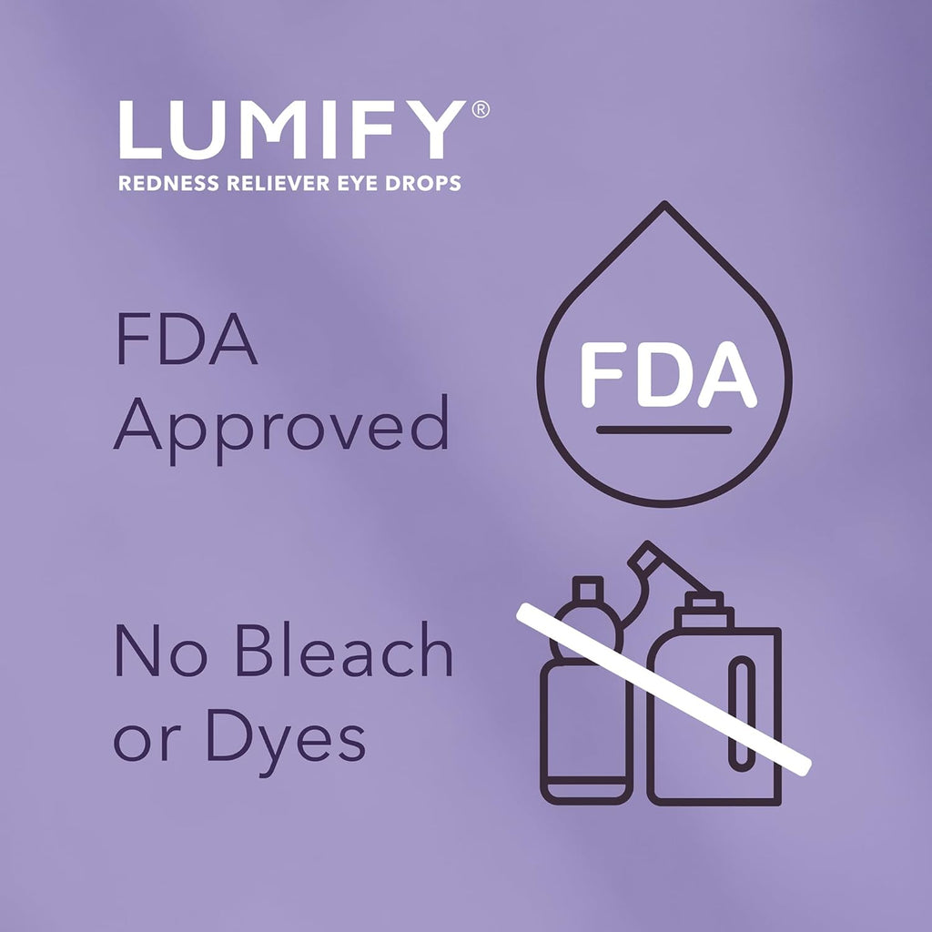LUMIFY Gotas para ojos rojos, alivio del enrojecimiento para ojos de aspecto más brillante, funciona en 1 minuto y dura hasta 8 horas, gotas para los ojos, 0.25 onzas líquidas (0.3 fl oz)