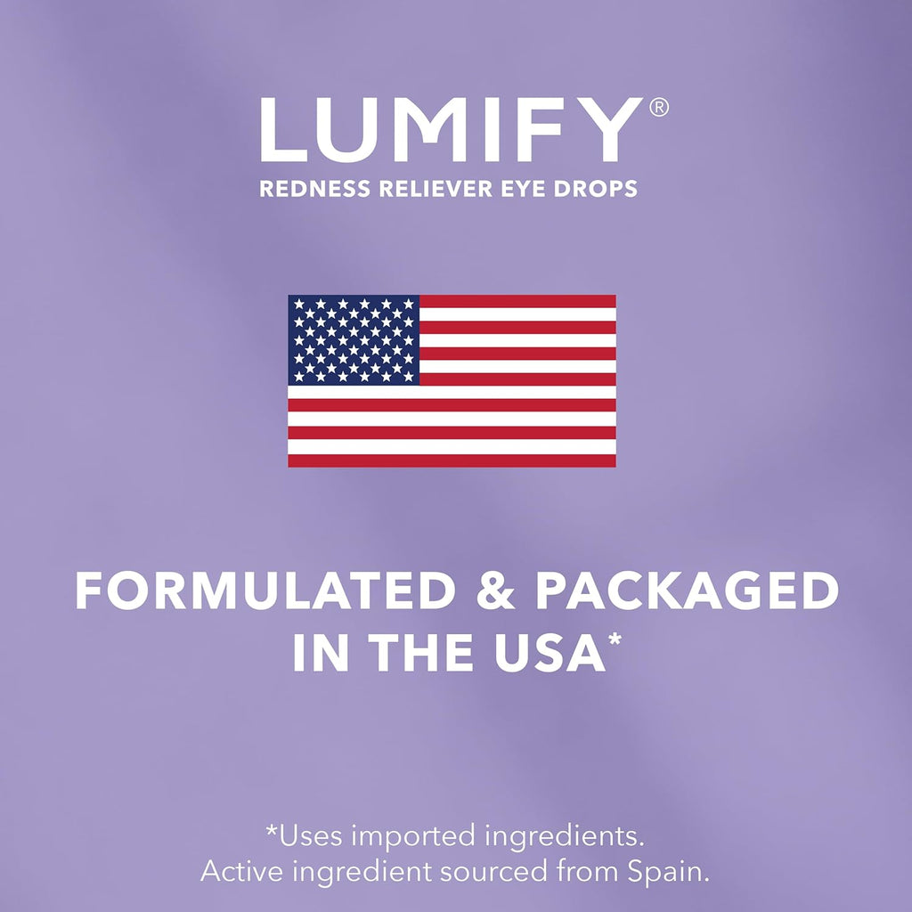 LUMIFY Gotas para ojos rojos, alivio del enrojecimiento para ojos de aspecto más brillante, funciona en 1 minuto y dura hasta 8 horas, gotas para los ojos, 0.25 onzas líquidas (0.3 fl oz)