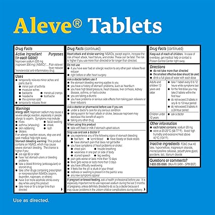 200 Caps. Aleve Naproxeno Sódico 220mg Dolor De Artritis
