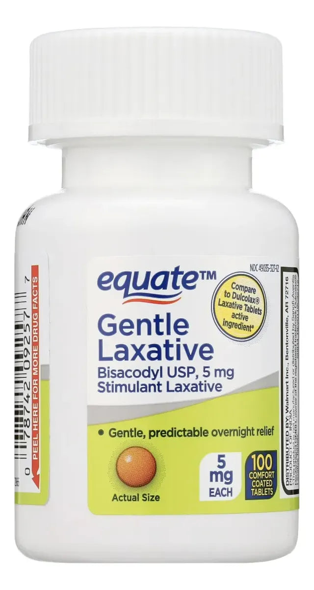 Bisacodilo 5mg Estreñimiento Tabletas Laxantes Equate Comparado al Dulcolax