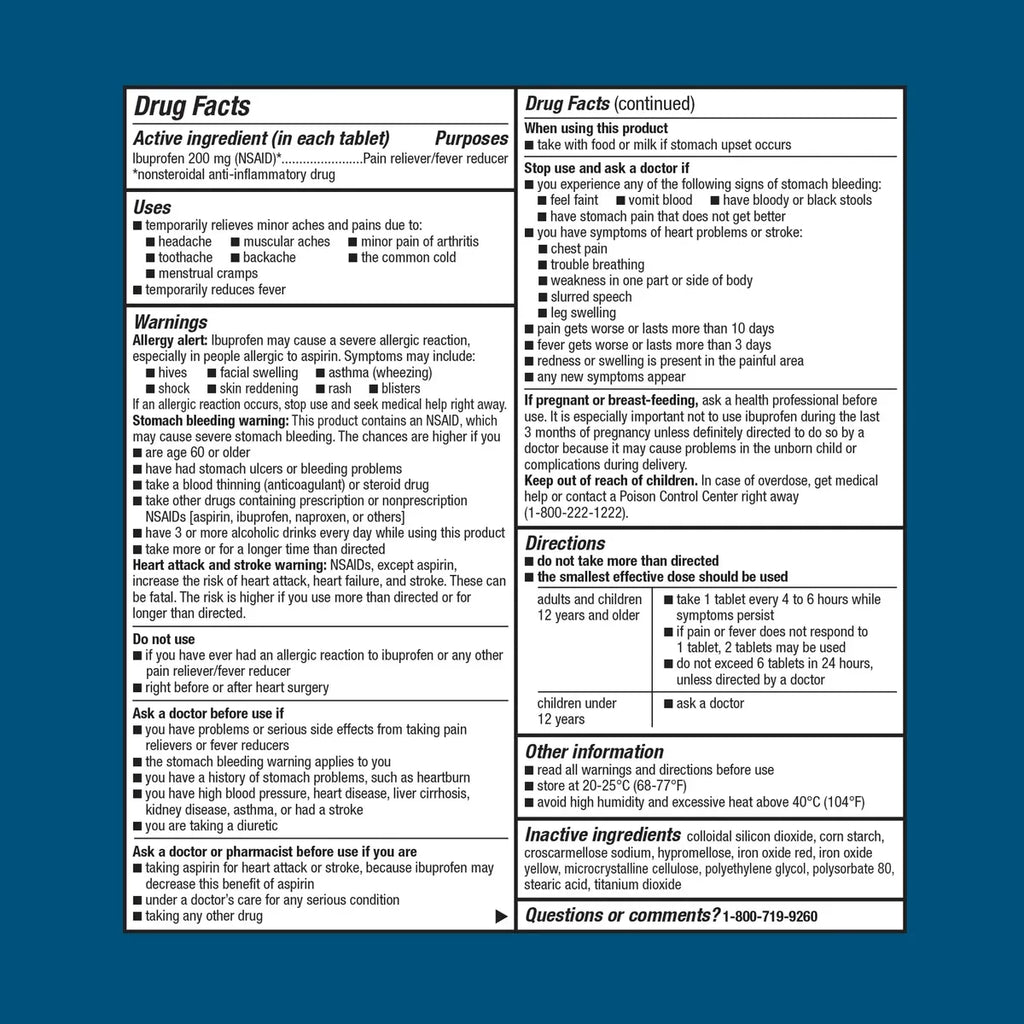 Equate Ibuprofeno De 200 Mg, Analgésico Y Antifebril 500 U.