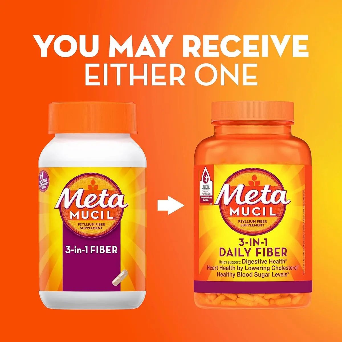 Metamucil Psyllium Husk Fiber Supplement, 3-in-1 For Dige