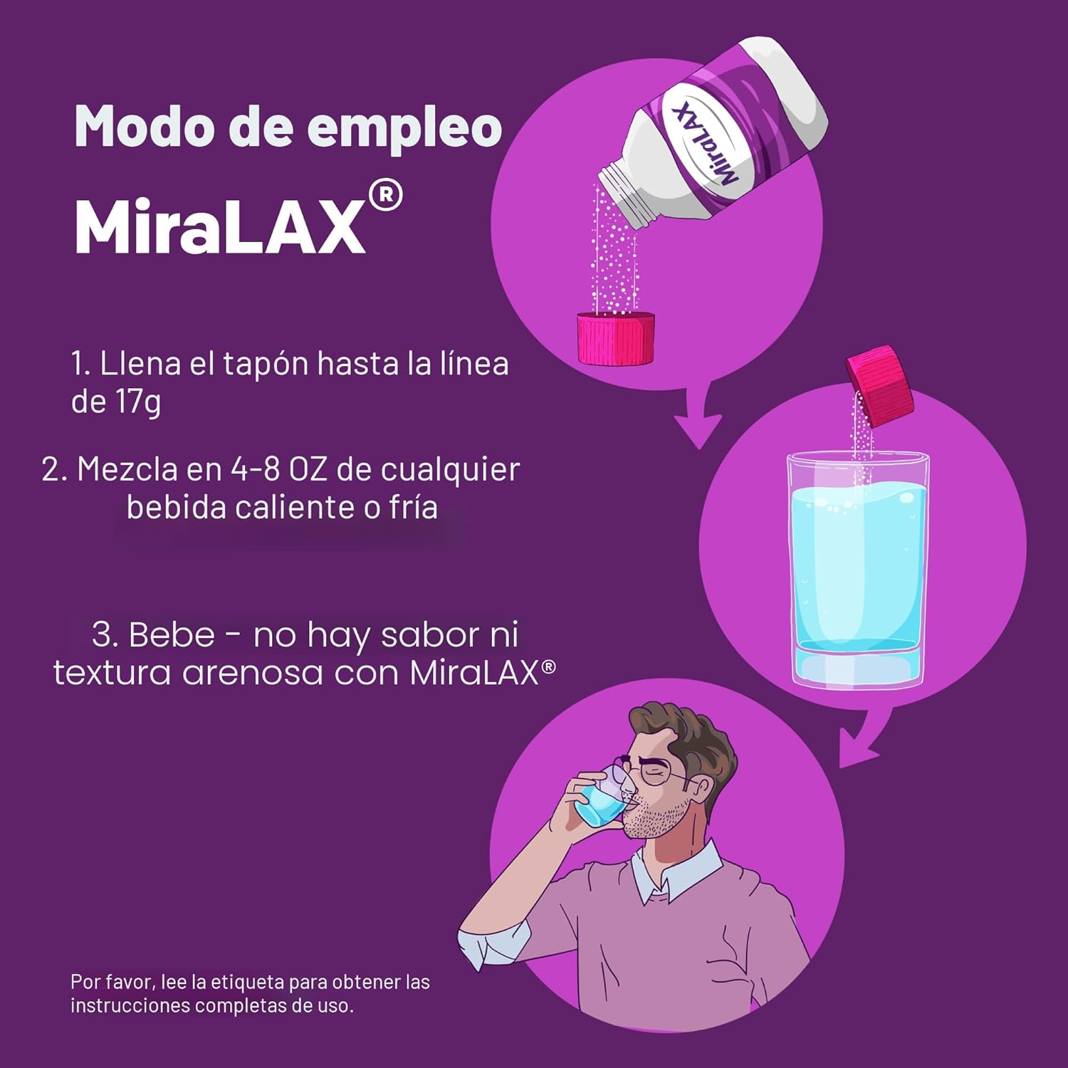 45 dosis MiraLAX Polvo laxante, alivio suave del estreñimiento