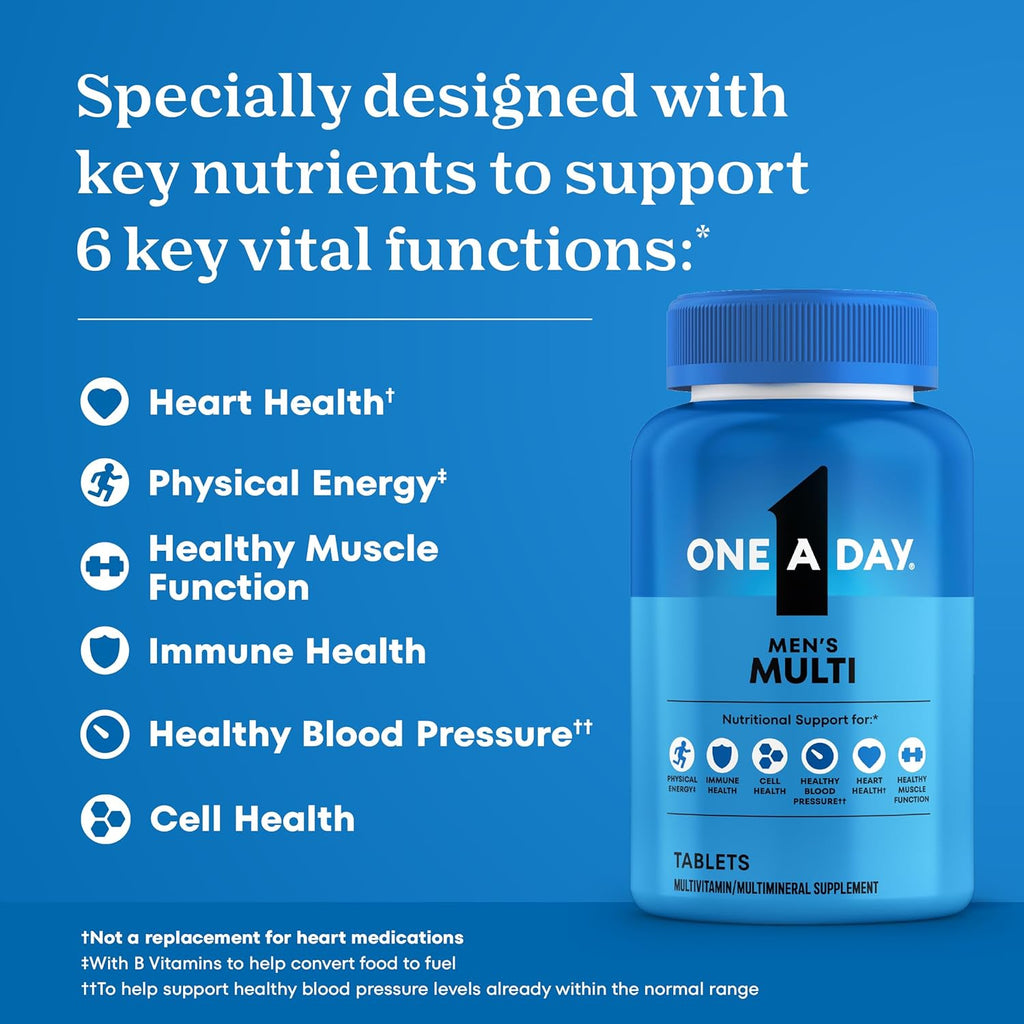 One A Day Suplemento multivitamínico para hombre 200 unidades ,con vitamina A, vitamina C, vitamina D, vitamina E y zinc para apoyo a la salud inmunológica, B12, calcio y más