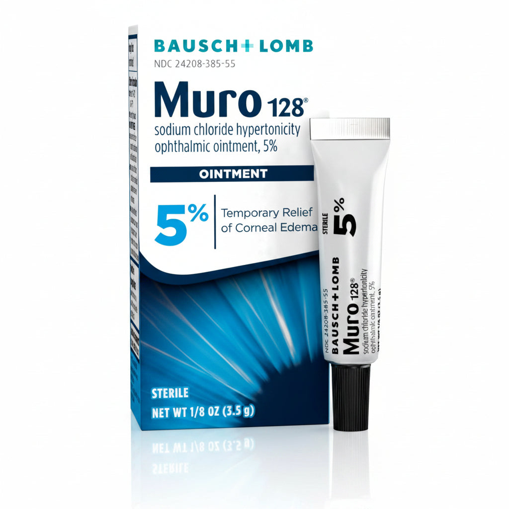 Muro 128 Ungüento, Alivio Temporal del Edema Corneal, Cuidado Ocular, Ungüento Oftálmico Hipertonizante