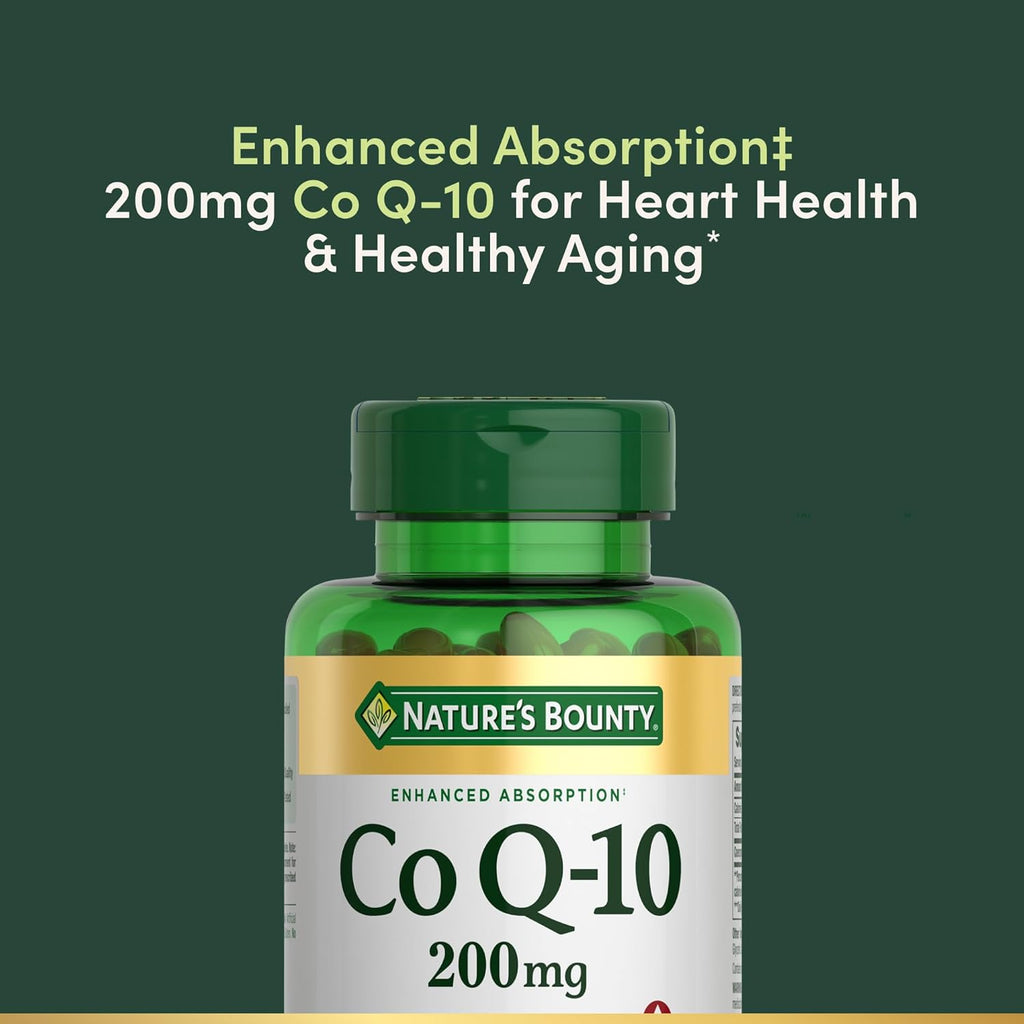 Nature's Bounty CoQ-10, 200mg 80 cápsulas blandas, La coenzima Q-10 es uno de los principales suplementos recomendados para ayudar a promover la salud cardiovascular