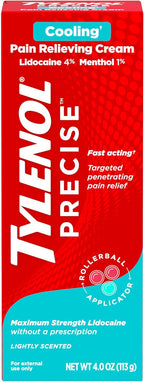 Tylenol Precise Cooling Crema de enfriamiento preciso, con 4% de lidocaína y 1% de mentol, para el alivio del dolor de espalda, muscular y articular