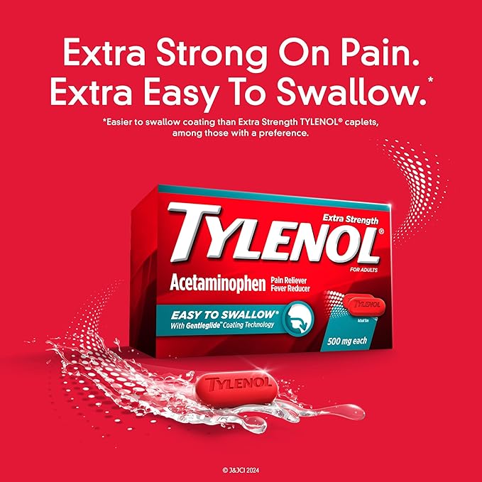 Tylenol Extra Strength Easy Swallow - 200 Cápsulas de acetaminofeno fáciles de pasar, alivia el dolor y reduce la fiebre, 500 mg de acetaminofeno