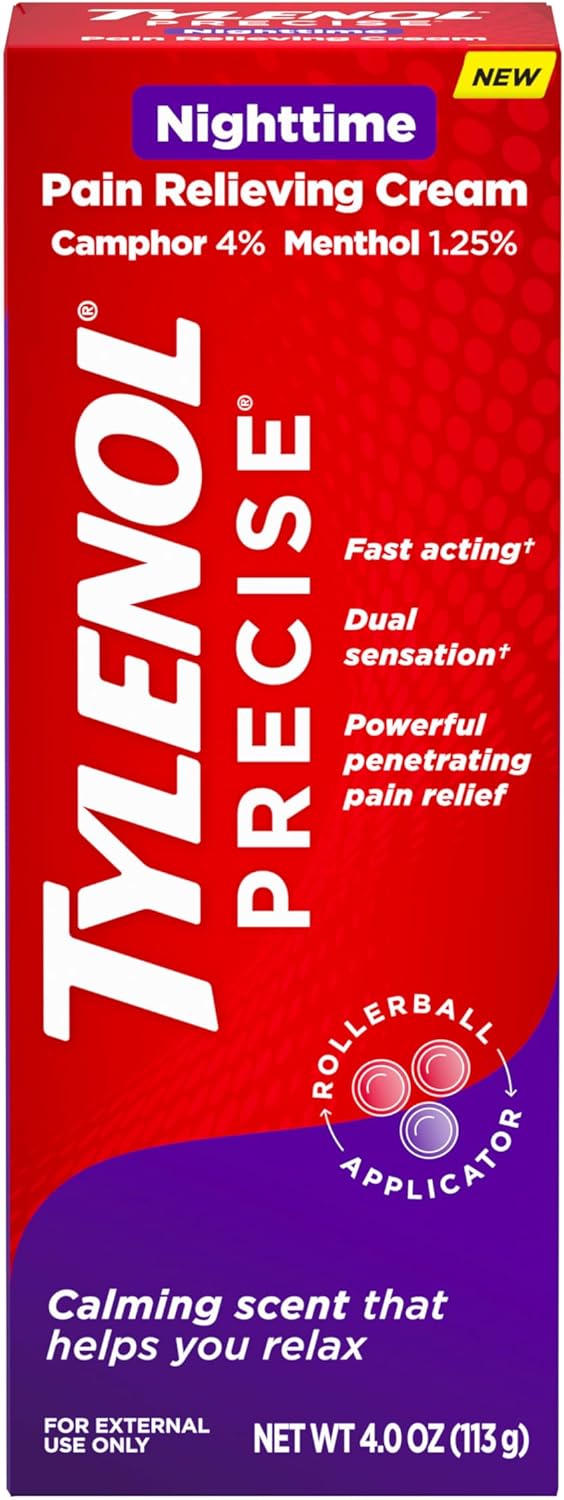Tylenol Precise Crema Analgésica Nocturna Alivio Tópico con 4% de Alcanfor y 1.25% de Mentol para Alivio Muscular
