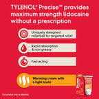 Tylenol Precise Warming  Crema para aliviar el dolor, máxima fuerza 4% lidocaína, crema para el dolor de espalda, rodilla y articulaciones