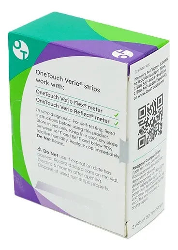 Verio Onetouch 100 Tiras Para Medir Glucosa Diabéticos